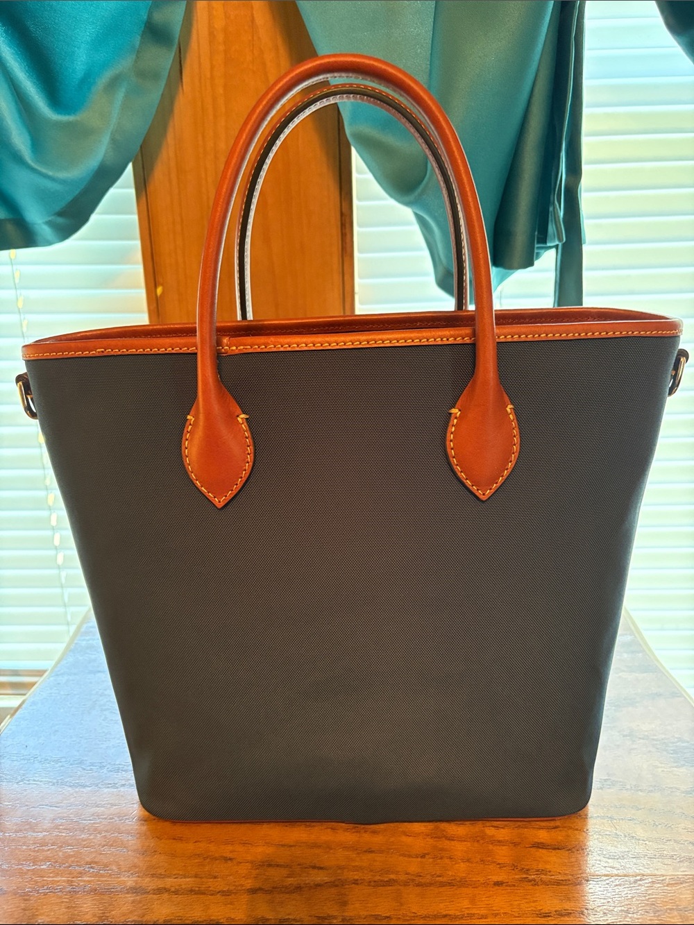Dooney & Bourke Nylon Handle Tote with Brown Trim - Picture 2 of 5
